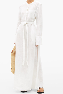 Belted Organic-Linen Maxi Dress from Another Tomorrow
