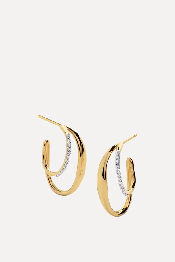 Nura Wrap Diamond Medium Hoop Earrings from Monica Vinader