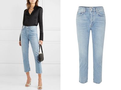 Riley Cropped Organic High-Rise Straight-Leg Jeans from Agolde