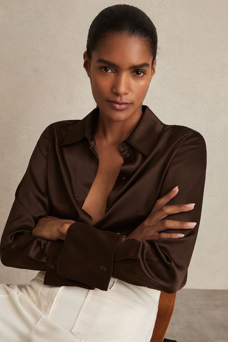 Hailey Silk Double-Cuff Button-Through Shirt