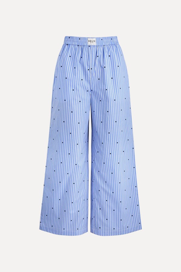 Striped Logo Cotton Trousers from Rotate Sunday