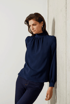 Arina Solid Button Neck Top from French Connection