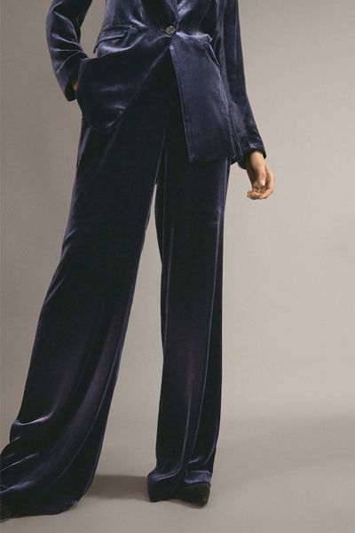 Navy Velvet Trousers from Massimo Dutti