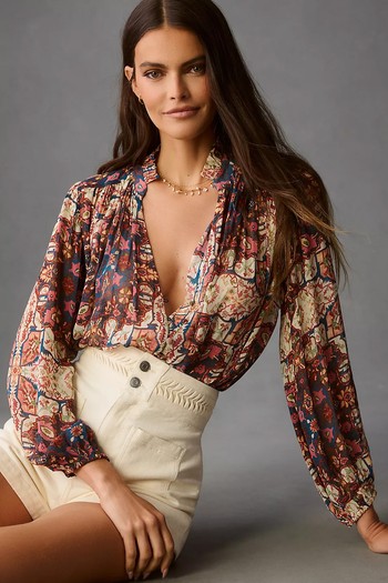 Button-Front Balloon Sleeve Blouse, £95 | Anthropologie