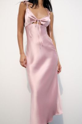 Satin Dress With Cut-Out Detail