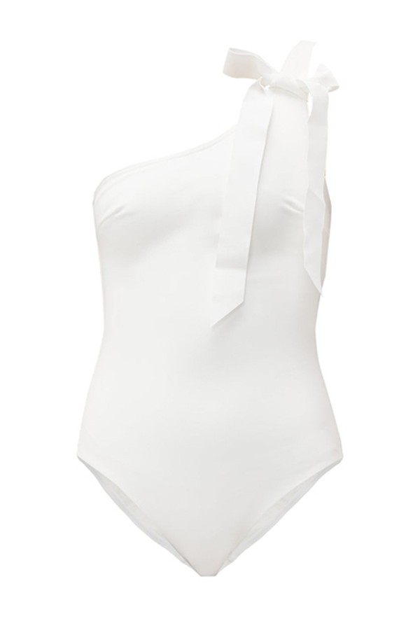 Tie-Shoulder Jersey Swimsuit from Zimmermann