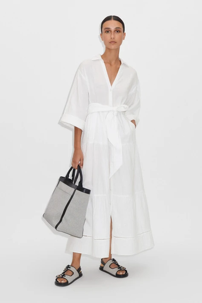 Cheesecloth Button Front Maxi Shirt Dress + Belt from ME+EM