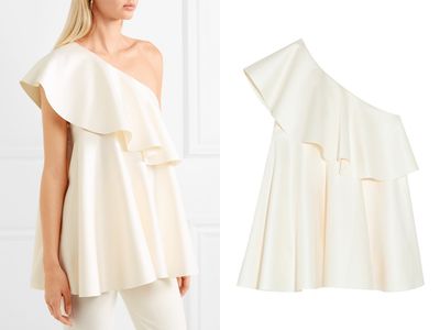 Violet One-Shoulder Ruffled Crepe Top from Solace London