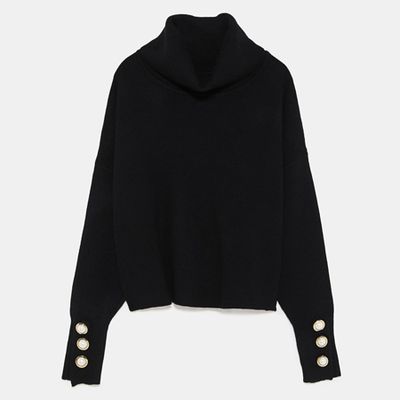 Sweater With Pearl Bead Cuffs from Zara