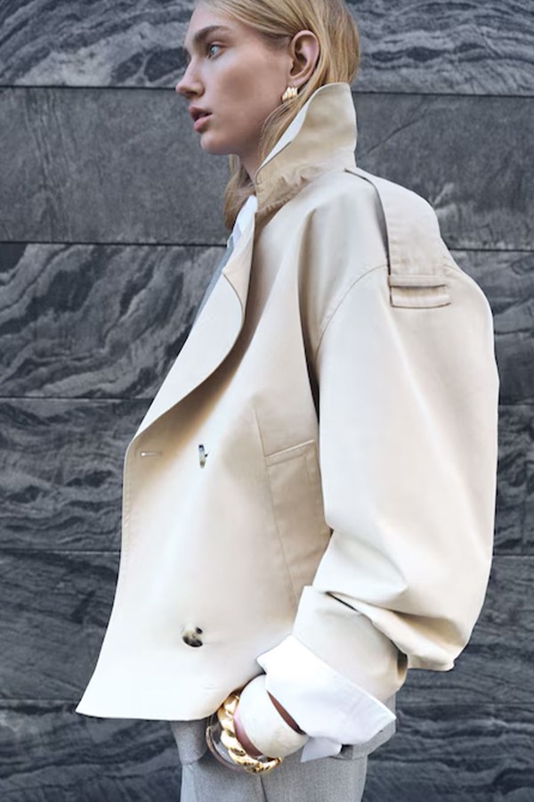 Double Breasted Cropped Trench Coat from Mango