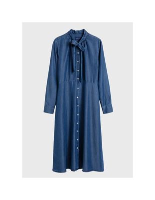 Chambray Bow Shirt Dress, £150