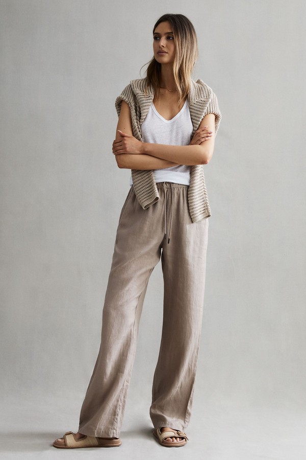 Cleo Linen Wide Leg Drawstring Trousers