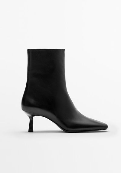 Leather Square Toe Ankle Boots