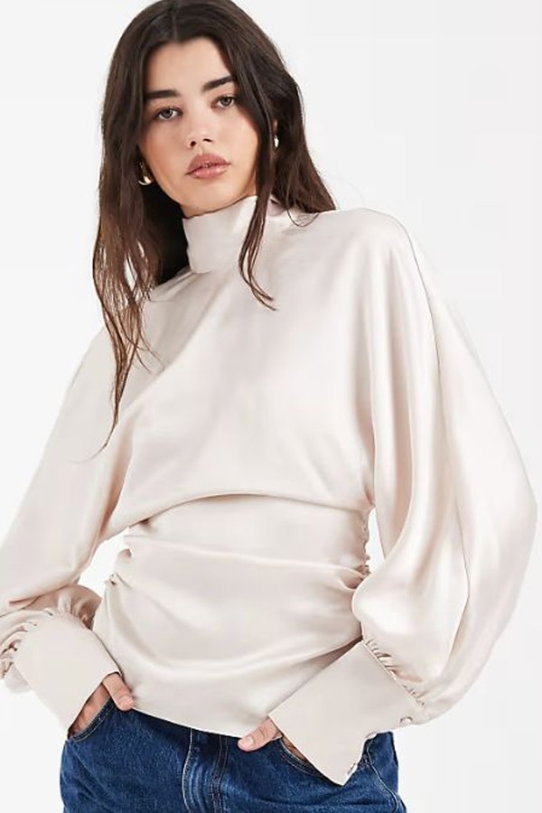 Satin High Neck Batwing Blouse from ASOS DESIGN