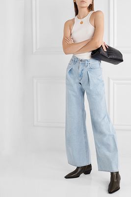 Pleated High-rise Wide-leg Jeans