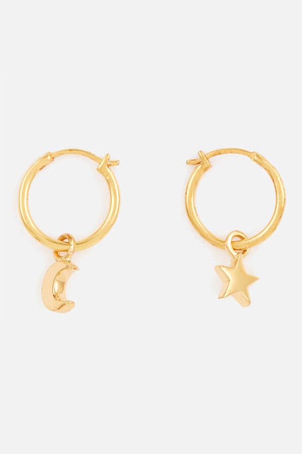 Women’s Mini Star Moon Charm Hoops Gold from Missoma