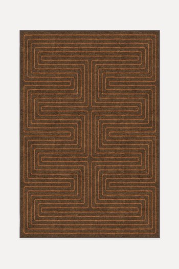 Jonathan Adler Labyrinth Brown & Orange Rug from Ruggable