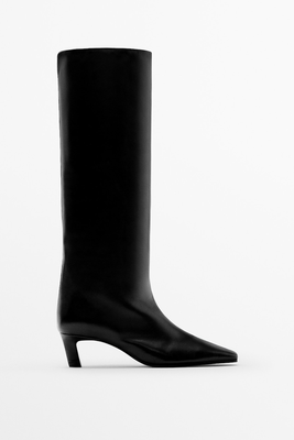 Leather High-Heel Boots