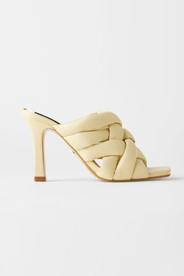 Quilted Braided Leather Heeled Mules from Zara
