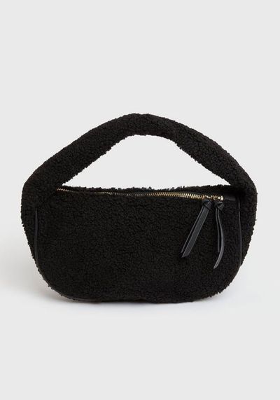 Black Teddy Curved Shoulder Bag