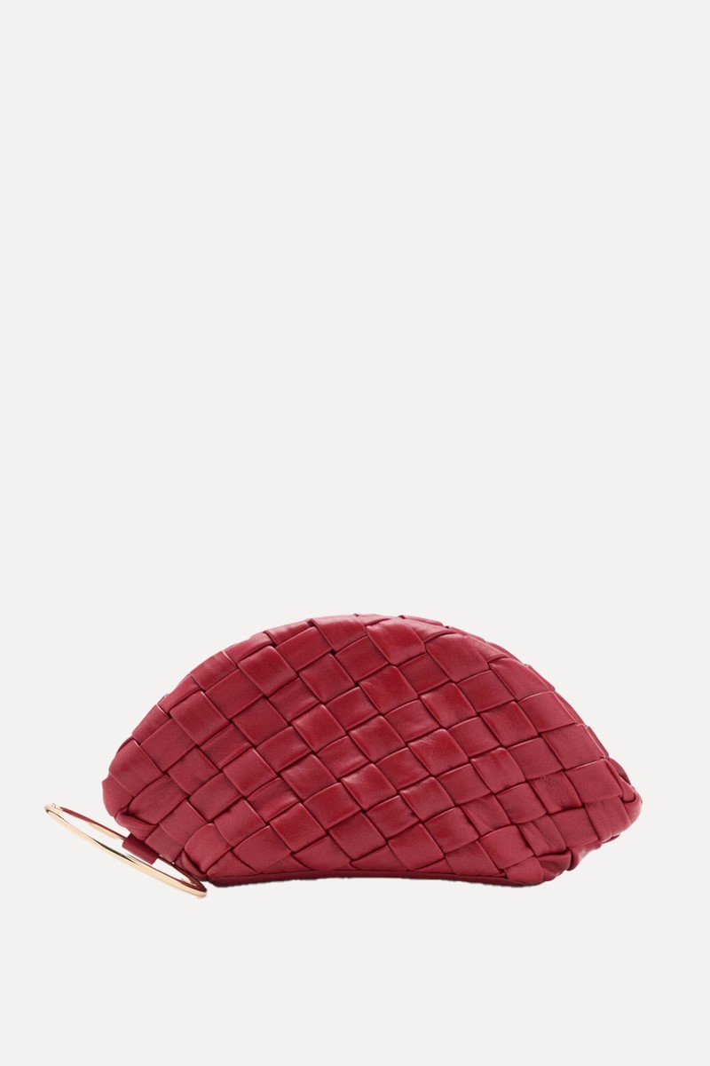  Braided Leather Clutch Bag from Mango