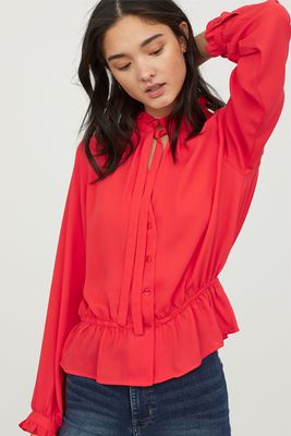 Chiffon Blouse With Flounces  from  H&M