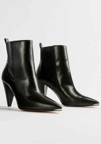 Conella Leather Cone Heeled Ankle Boots