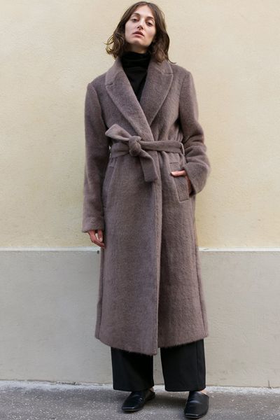 Pebble Furry Wrap Coat from The Frankie Shop