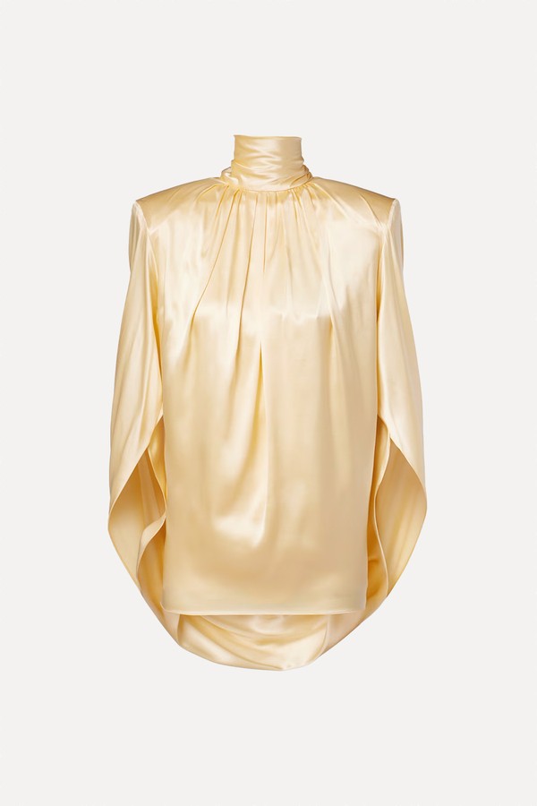 Draped Silk-Blend Satin Top from Mugler