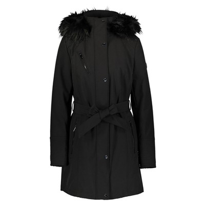 Black Faux Fur Hooded Parka