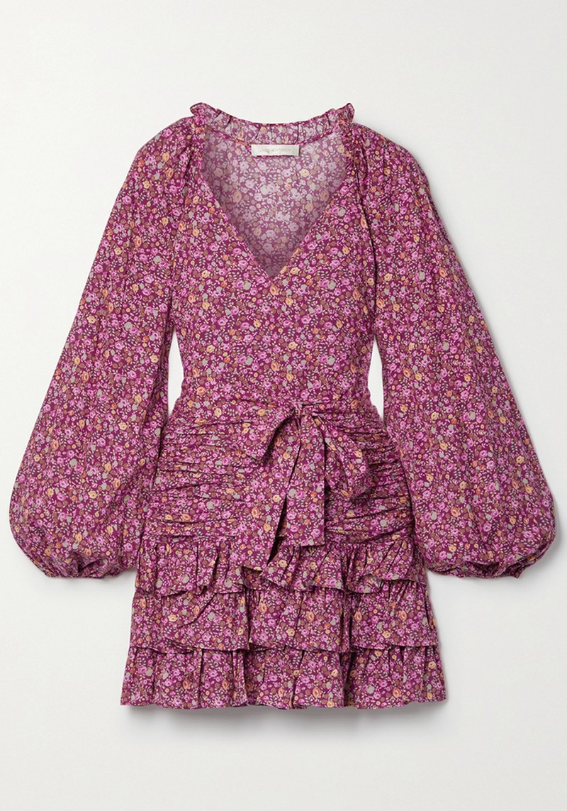 Rina Belted Ruffled Cotton Mini Dress 