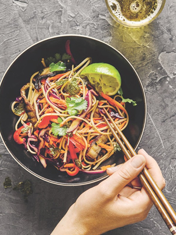 Soba Noodle Salad With Charred Portobello Mushrooms