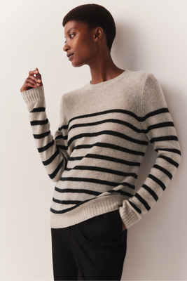 Cashmere Layering Crew Neck Stripe Jumper  from The White Company