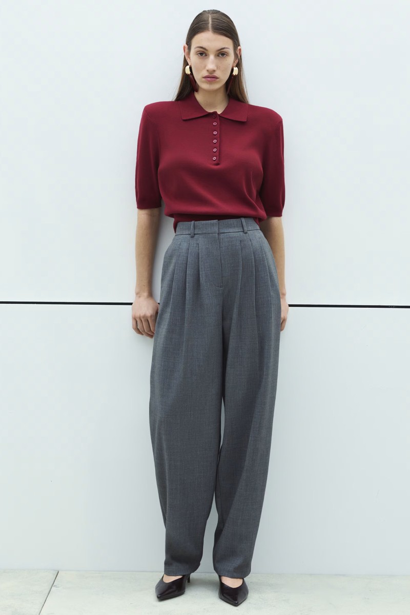 Collared Slim Fit Cropped Knitted Top from Marks & Spencer