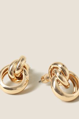 Gold Tone Knot Style Stud Earrings