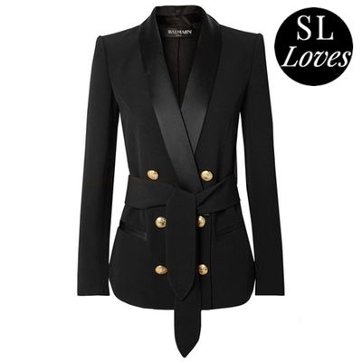 Belted Double-Breasted Crepe Blazer from Balmain
