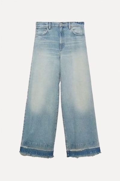 Wideleg Low Frayed Hem Jeans from Mango