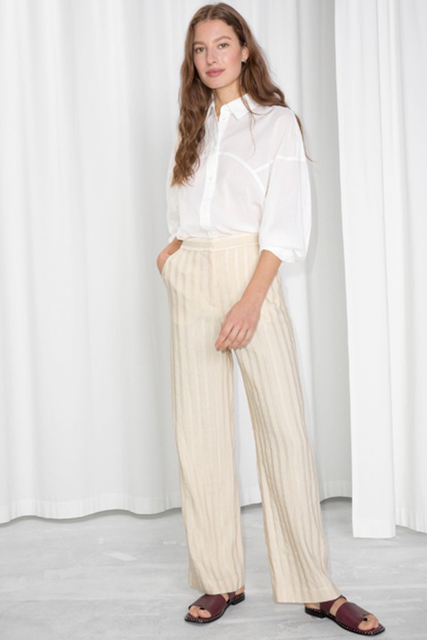 Linen Blend Stripe Trousers from & Other Stories