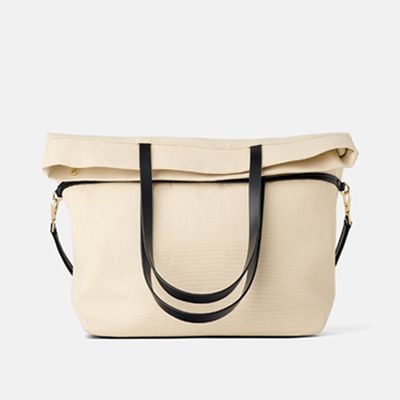 Canvas Tote Bag With Fold-Down Top from Zara
