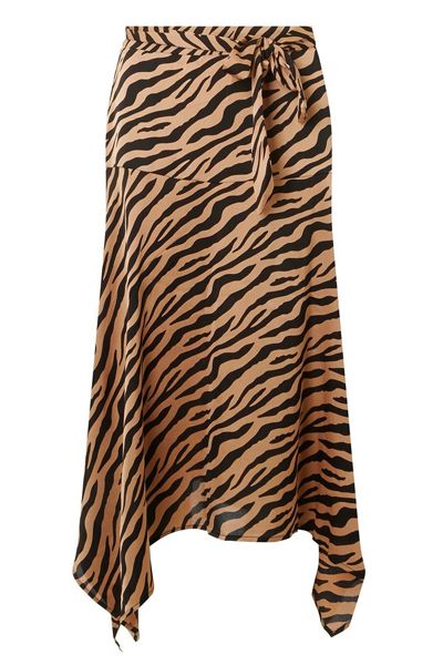 Tan Zebra Print Midi Skirt