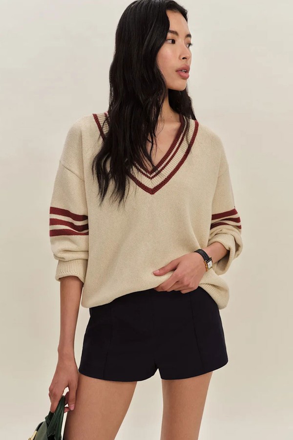 Sienna Oversized Cotton V Neck Sweater from Reformation