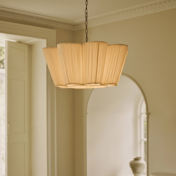 Cecile Large Gathered Linen Pendant from Neptune