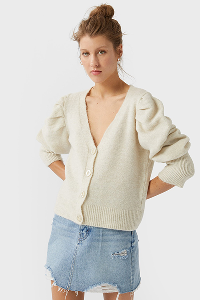 Cardigan With Balloon Sleeve from Stradivarius