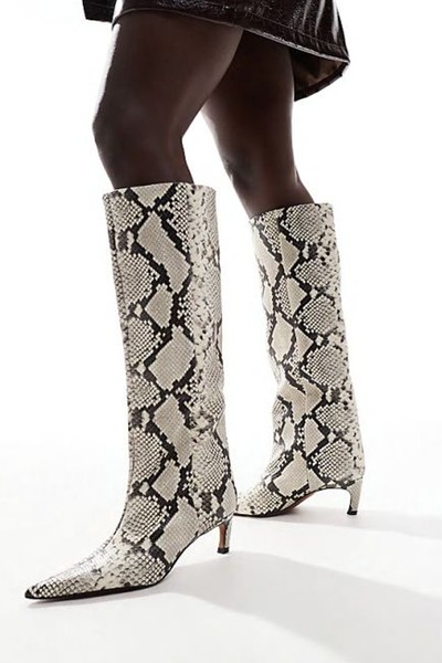 Cleo Premium Leather Kitten Heel Knee Boots from ASOS DESIGN