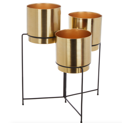 Gold Tone Three Tiered Plant Stand 
