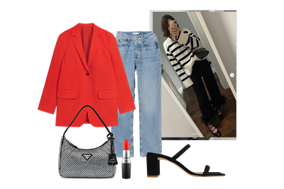 For an outfit you can wear on date night, wear an oversize blazer