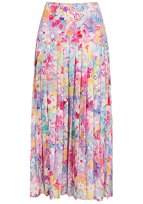 Tina Printed Pleated Cotton-Blend Midi Skirt from Rixo