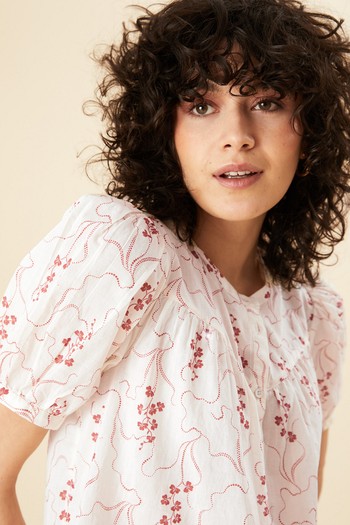 Pure Cotton Printed Short Sleeve Blouse