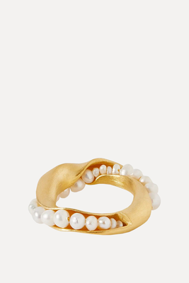 Drippity Drip Recycled Gold Vermeil Pearl Ring from Completedworks