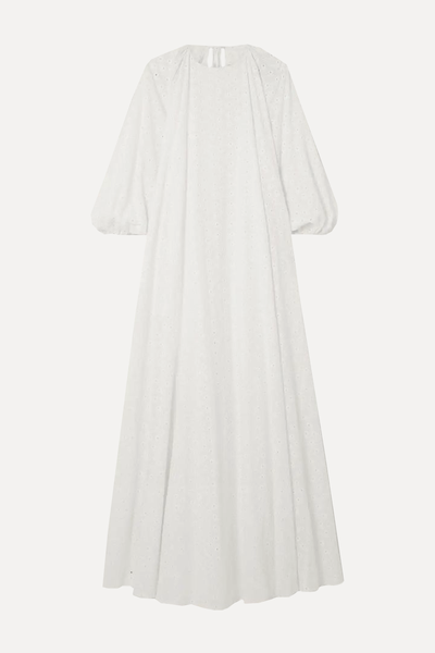 Fran Open-Back Broderie Anglaise Cotton Maxi Dress from Bernadette